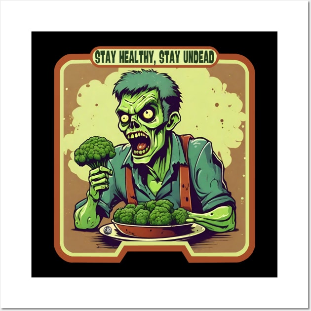 Broccoli zombie healthy life Wall Art by Ilustradamus